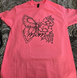 Pink Graphic T-Shirt with Butterfly Design
